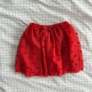 H&M Red Heart Mesh Mini Skirt 4-6